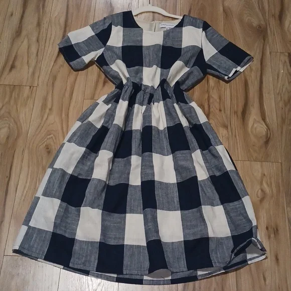 Womens Checkered Dress - Blue and White - Picture 3 of 8